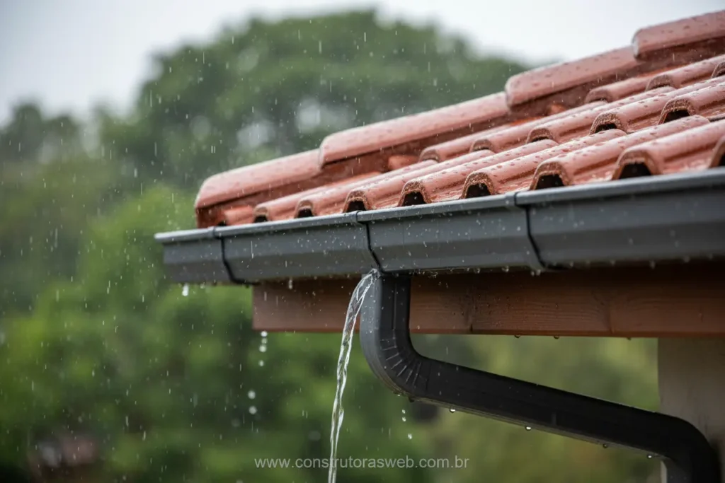 Detalhe da impermeabilização e drenagem eficiente do telhado.